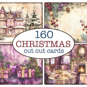 160 CARTES DE NOL imprimables (40 pages) / Cartes de Noël imprimables / Cartes de scrapbooking vintage / Motifs collés / Éphémères fantaisistes