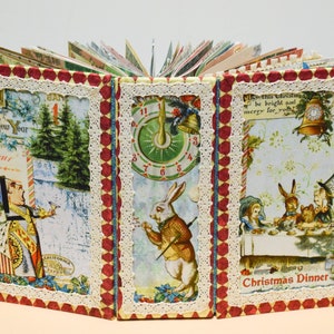 Alice's Adventures and Christmas in Wonderland - 8 cotton fabric trims (28x20cm) / Textile / Fabric decorations