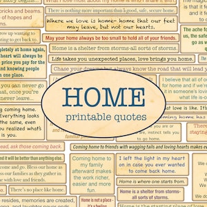 HOME printable quotes / Cut out ephemera / Sentiments printable / Junk journal /Junk Journaling / Handmade / Nostalgy / Vintage