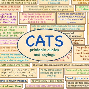CATS printable quotes / Cut out ephemera / Sentiments printable / Junk journal / Cat Journaling / Handmade / Animal lover / Vintage