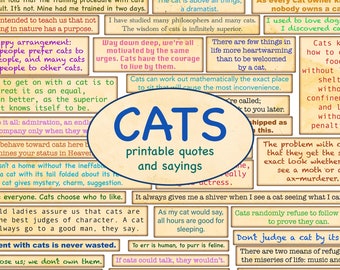 CATS printable quotes / Cut out ephemera / Sentiments printable / Junk journal / Cat Journaling / Handmade / Animal lover / Vintage