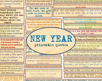 NEW YEAR quotes and phrases / Printable vintage ephemera / Sentiments / Cut out ephemera / Winter Junk journaling / Journaling phrases