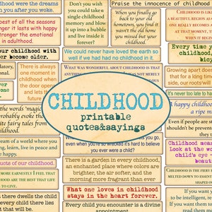 CHILDHOOD quotes / Printable quotes, phrases / Cut out sentiments / Embellishment / Scrapbooking ephemera / Journaling / Children / Vintage