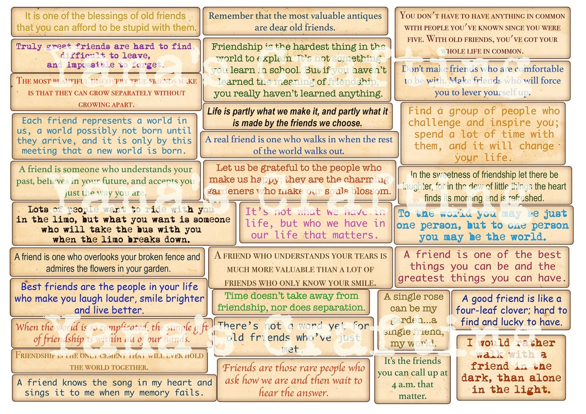 FRIENDSHIP Quotes / Printable Quotes and Phrases / Cut Out - Etsy