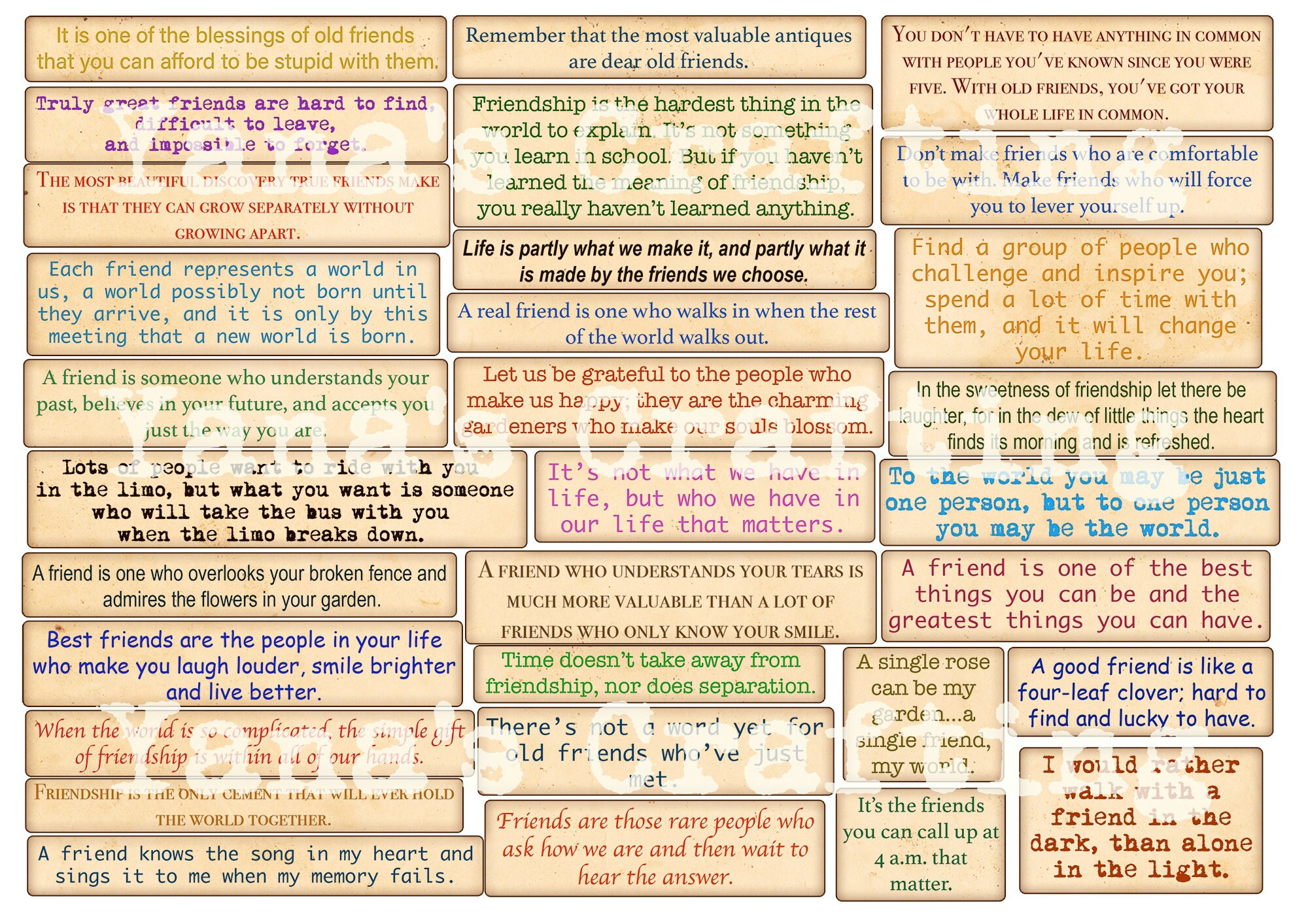 FRIENDSHIP Quotes / Printable Quotes and Phrases / Cut Out - Etsy