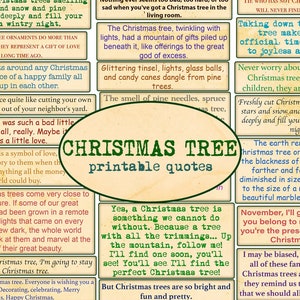 KERSTBOOM citaten en zinnen / Afdrukbare vintage ephemera / Sentimenten / Kerst ephemera / Winter journaling / Journaling citaten