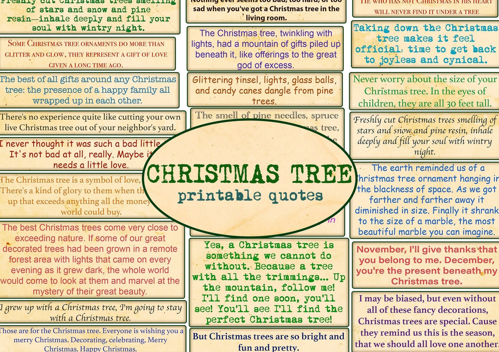 CHRISTMAS TREE Quotes and Phrases / Printable Vintage Ephemera Etsy