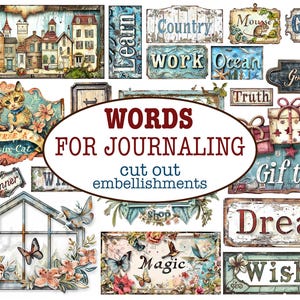 Mots de journalisation - embellissements découpés (15 pages) / Éphémères imprimables / Mots de journalisation / Profession / Établissement / Scrapbooking
