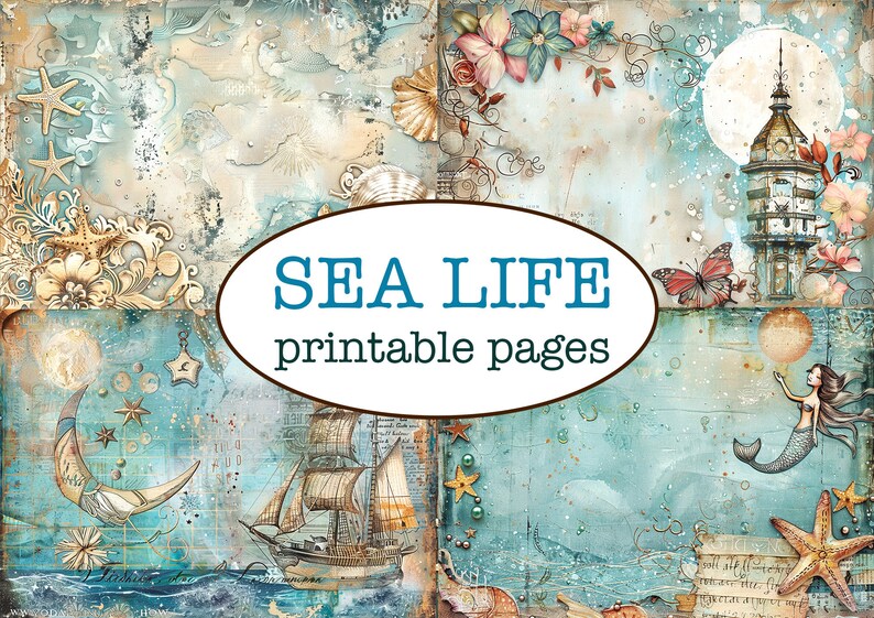 Pinterest Sea.pdf 25 Printable SEA Themed PAGES / Printable Junk Journal / Vintage ...