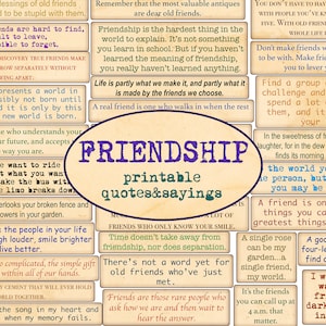 FREUNDSCHAFT Zitate / Druckbare Zitate und Phrasen / Cut out Stimmungen / Scrapbooking Ephemera / Junk Journaling / Freunde / Verwandte