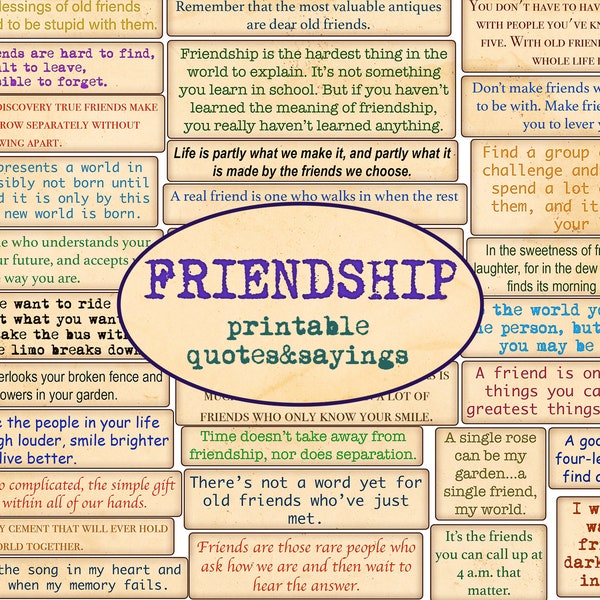 FRIENDSHIP quotes / Printable quotes and phrases / Cut out sentiments / Scrapbooking ephemera / Junk Journaling / Friends / Relations