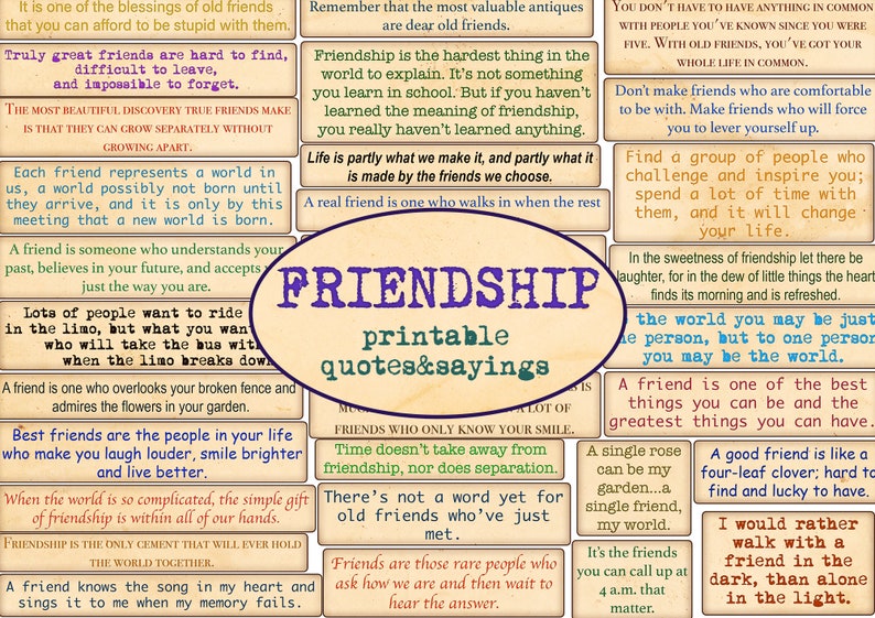 FRIENDSHIP Quotes / Printable Quotes and Phrases / Cut Out - Etsy
