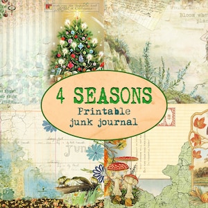 Kit digitale enorme 4 STAGIONI (61 pagine) / Inverno / Primavera / Estate / Autunno / Carta scrapbooking stampabile