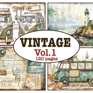 120 páginas / Adornos recortables VINTAGE (Vol 1) / Gitano / Viajes / Boho / Música / Estilo de vida / Efímeras / Sentimientos / Etiquetas con collage