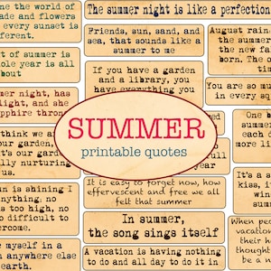 Sommer Zitate und Phrasen / Vintage Ephemera / Verzierung / Ausschneiden / Vintage Ephemera / Junk-Journal / Journaling Stimmungen
