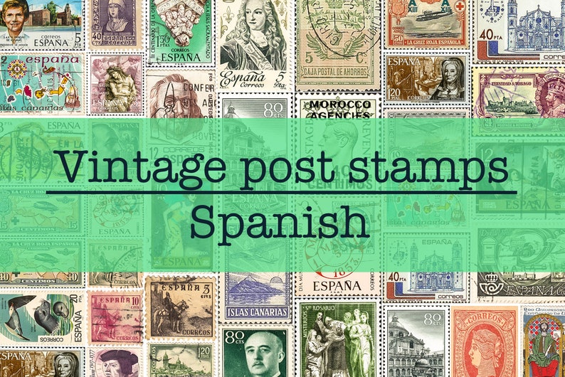 Vintage Spanish POST STAMPS / Printable Ephemera / Etsy