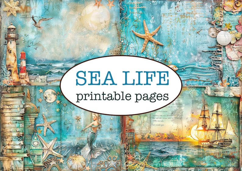 Pinterest Sea.pdf 25 Printable SEA Themed PAGES / Printable Junk Journal / Vintage ...
