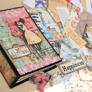 ROMANTISCH Junk Journal + Verzierungspaket / Love Journal / Vintage Junk Book / Scrapbook / Scrapbook / Notizbuch / Hochzeitsbuch