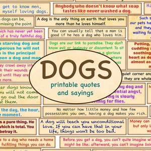 DOGS printable quotes / Cut out ephemera / Sentiments printable / Junk journal / Dog Journaling / Handmade / Animal lover / Vintage