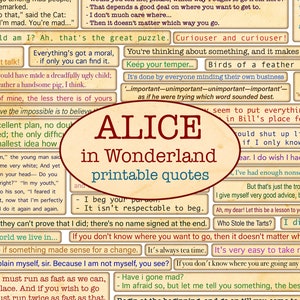 ALICE in Wonderland printable quotes / Cut out ephemera / Sentiments printable / Junk journal / Handmade / Book quotes