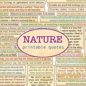 NATUUR afdrukbare citaten / uitgesneden ephemera / sentimenten afdrukbaar / junk journal / natuur journaling / handgemaakt / groen leven / vintage