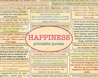 HAPPINESS printable quotes / Cut out ephemera / Sentiments printable / Junk journal /Quotes / Handmade / Sayings / Vintage