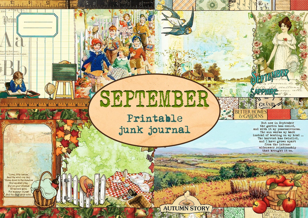 SEPTEMBER Journal KIT 12 Sheets / Printable Junk Journal / - Etsy