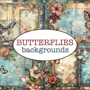 25 PAGES imprimables sur le thème des PAPILLONS / Journal imprimable Junk / Papier de scrapbooking vintage / Collage de fond nature / Papier fantaisiste