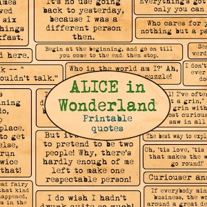 Alice&#39;s adventures under ground - ephemera / Quotes, phrases, sentiments / Embellishment / Journaling / Handmade / Old book quotes