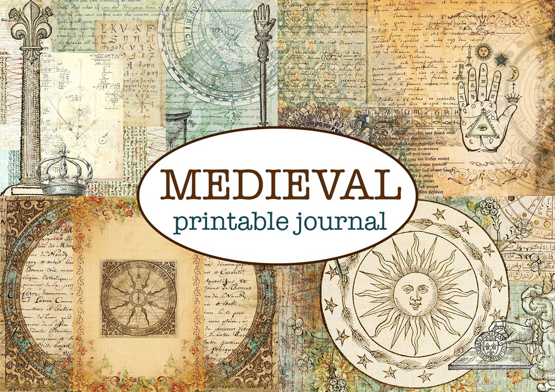 MEDIEVAL WORLD - Printable Journaling Kit (83 Pages) / Vintage Collaged ...
