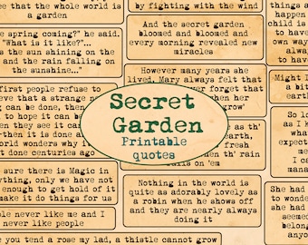 Secret garden - ephemera / Quotes and phrases / Embellishment / Sentiments/ Journaling / Handmade / Fairy tale / Old book quotes