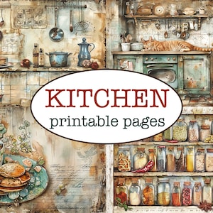 25 PÁGINAS DE COZINHA imprimíveis / Diário de lixo culinário / Papel para scrapbooking / Layouts colados / Papel caprichoso
