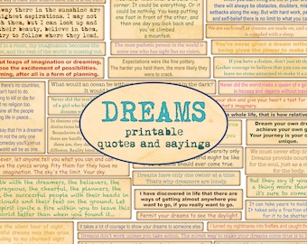 DREAMS quotes / Printable quotes, phrases / Cut out sentiments / Embellishment / Scrapbooking ephemera / Journaling / Children / Vintage