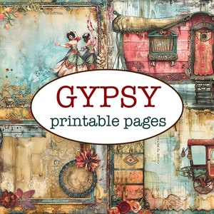 25 PÁGINAS GITANAS imprimibles / Diario basura con temática romaní / Papel de scrapbooking Boho / Fondos con collage / Papel de ensueño caprichoso