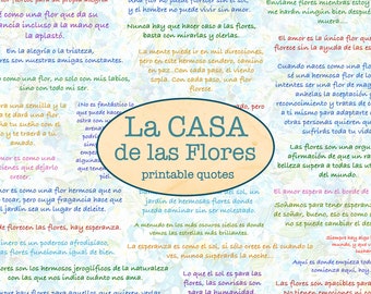 La CASA de las FLORES (Spanish) - printable quotes, sentiments for journaling / Vintage ephemera /  Flower, love, hope sayings, quotes