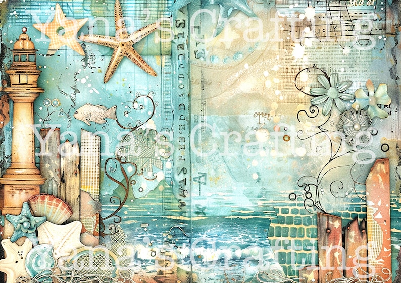 Pinterest Sea.pdf 25 Printable SEA Themed PAGES / Printable Junk Journal / Vintage ...