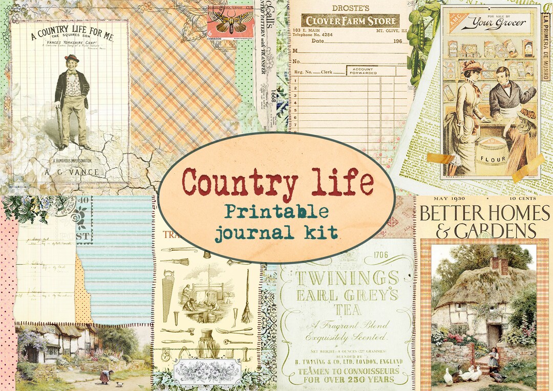 Country Life Journaling Kit (15 Pages) / Printable Junk