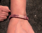 Ombré pink to burgundy thread wrapped woven bracelet