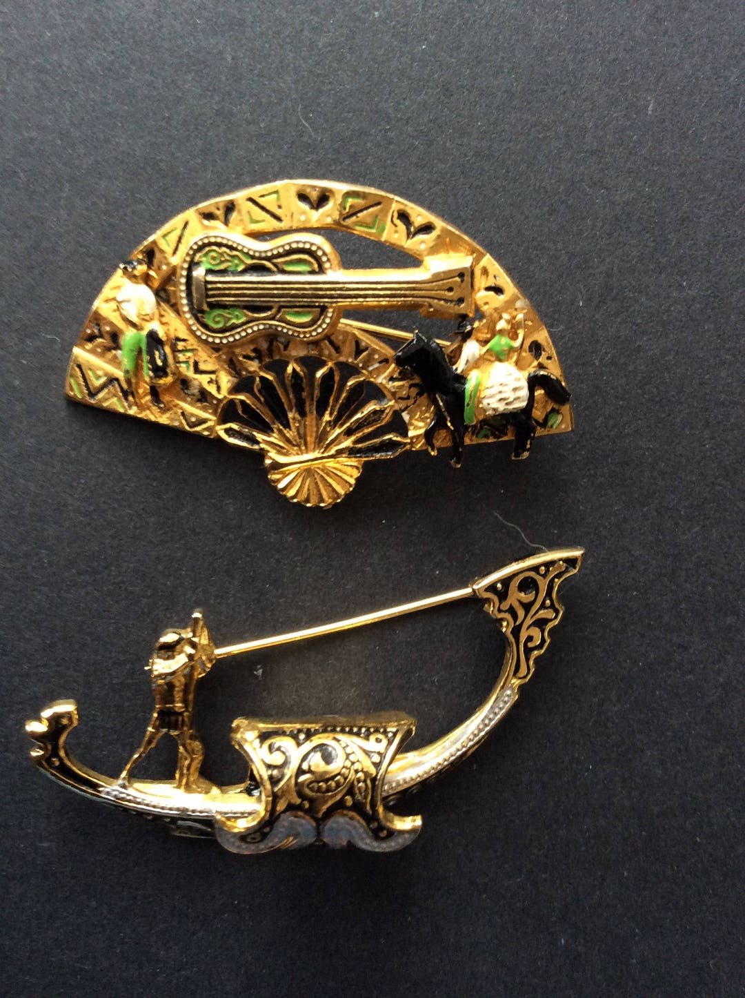 Two Spanish Souvenier Brooches SKU383 Etsy New Zealand