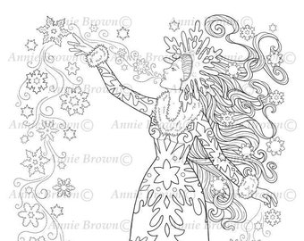 Snow Queen Coloring | Etsy