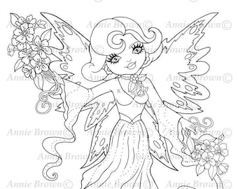 Grayscale Coloring Page Flower Printable Download Fantasy | Etsy