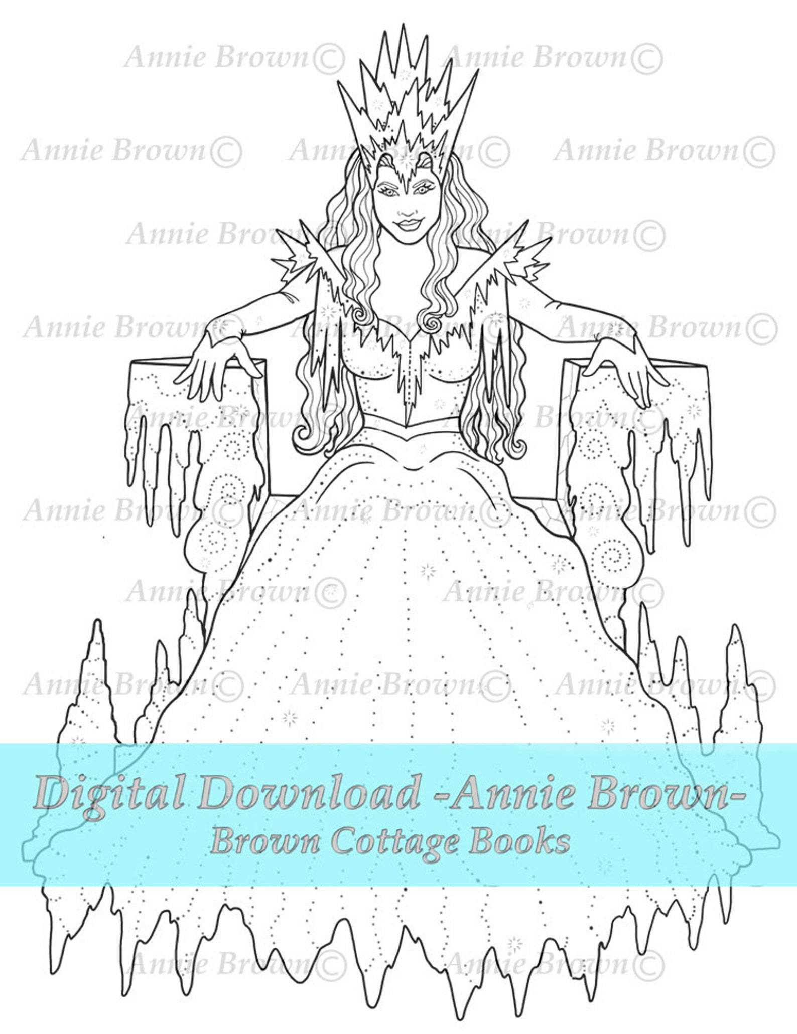 Download Adult Coloring Pages Snow Queen Line Art Fantasy Digi | Etsy