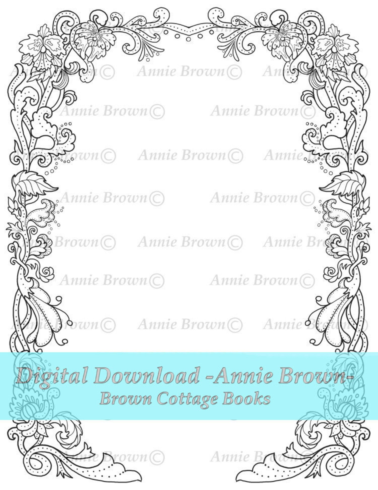 Adult Coloring Page Fantasy Border Printable Download Line Art - Etsy
