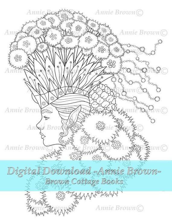 Fairies Coloring Page Flowers Fairy Line Art Instant | Etsy