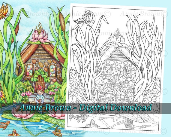 Download Adult Coloring Pages Fairy Lily Pad Home Printable Download Etsy