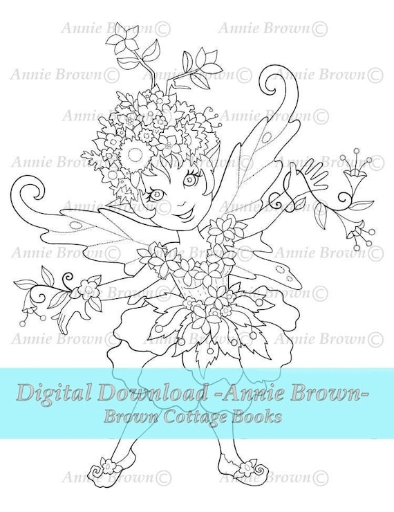 Adult Coloring Pages Flower Pixie Fairy Coloring Page Line Art | Etsy