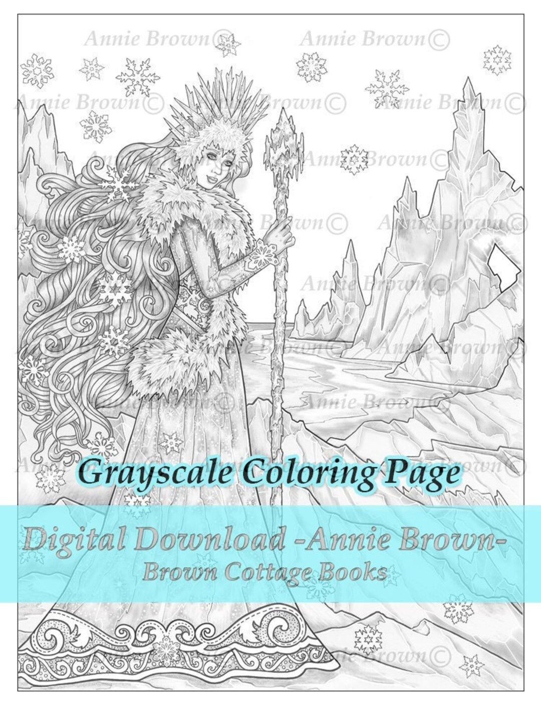 Grayscale Coloring Page Fantasy Art Printable Download - Etsy