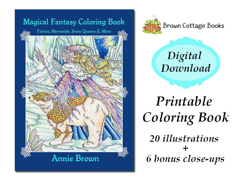 Pdf Download Adult Coloring Book Fantasy Digi Stamp Printable Download Coloring Pages Line Art Coloring Book Magical Fantasy By Annie Brown - 