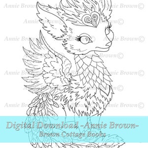 Mystical Fox Cutie Coloring Page Instant Download Printable File Line