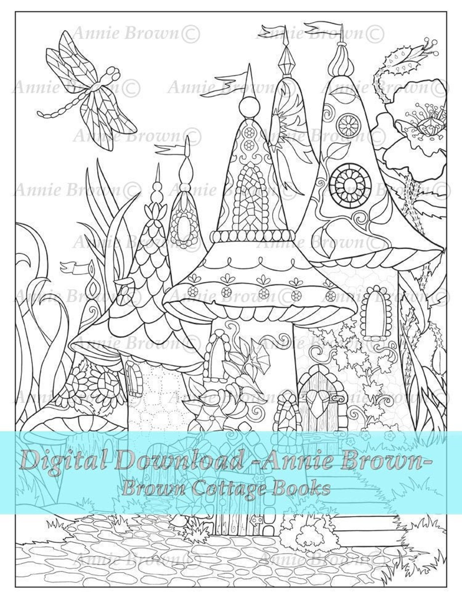 Page de coloriage de maison de fée art de fantaisie  Etsy